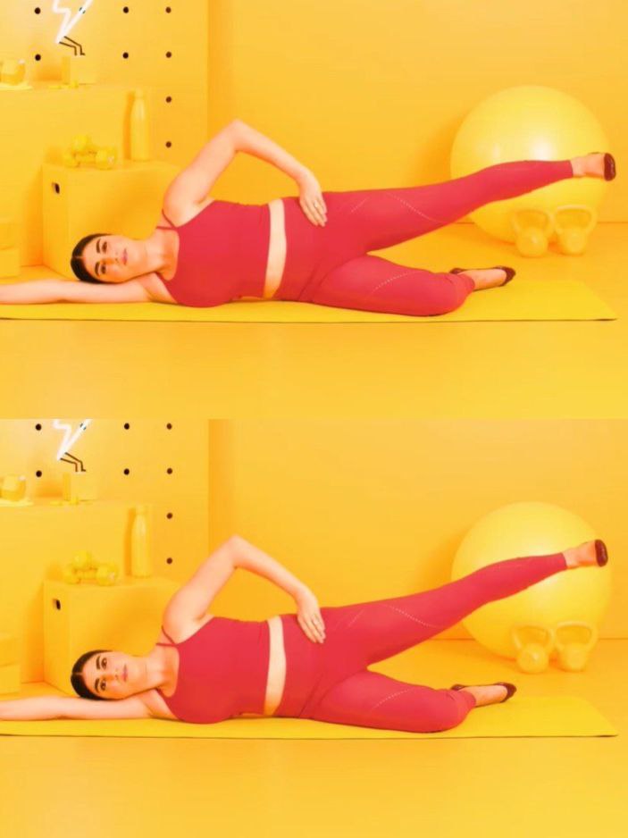 普拉提入门动作三:侧卧抬腿