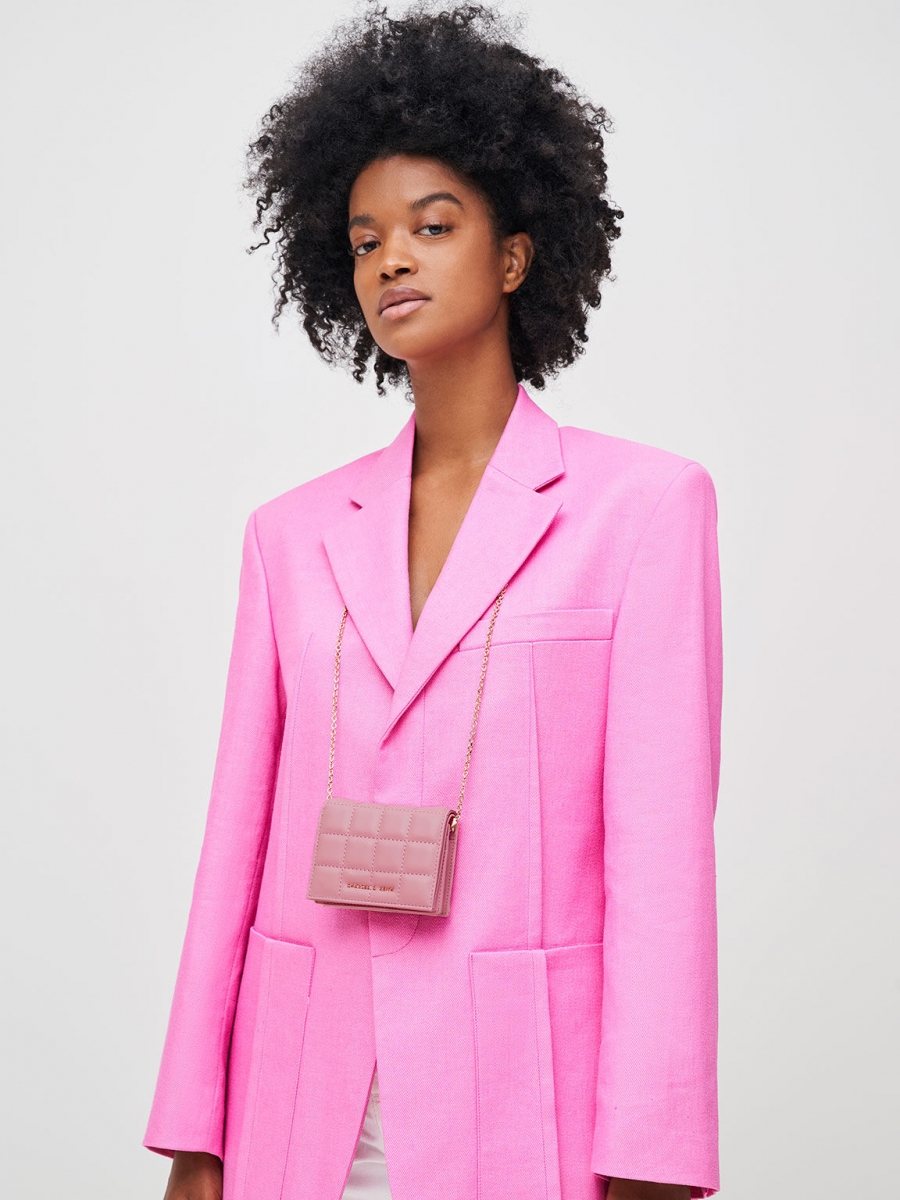 5、Quilted Mini Short Wallet - Pink