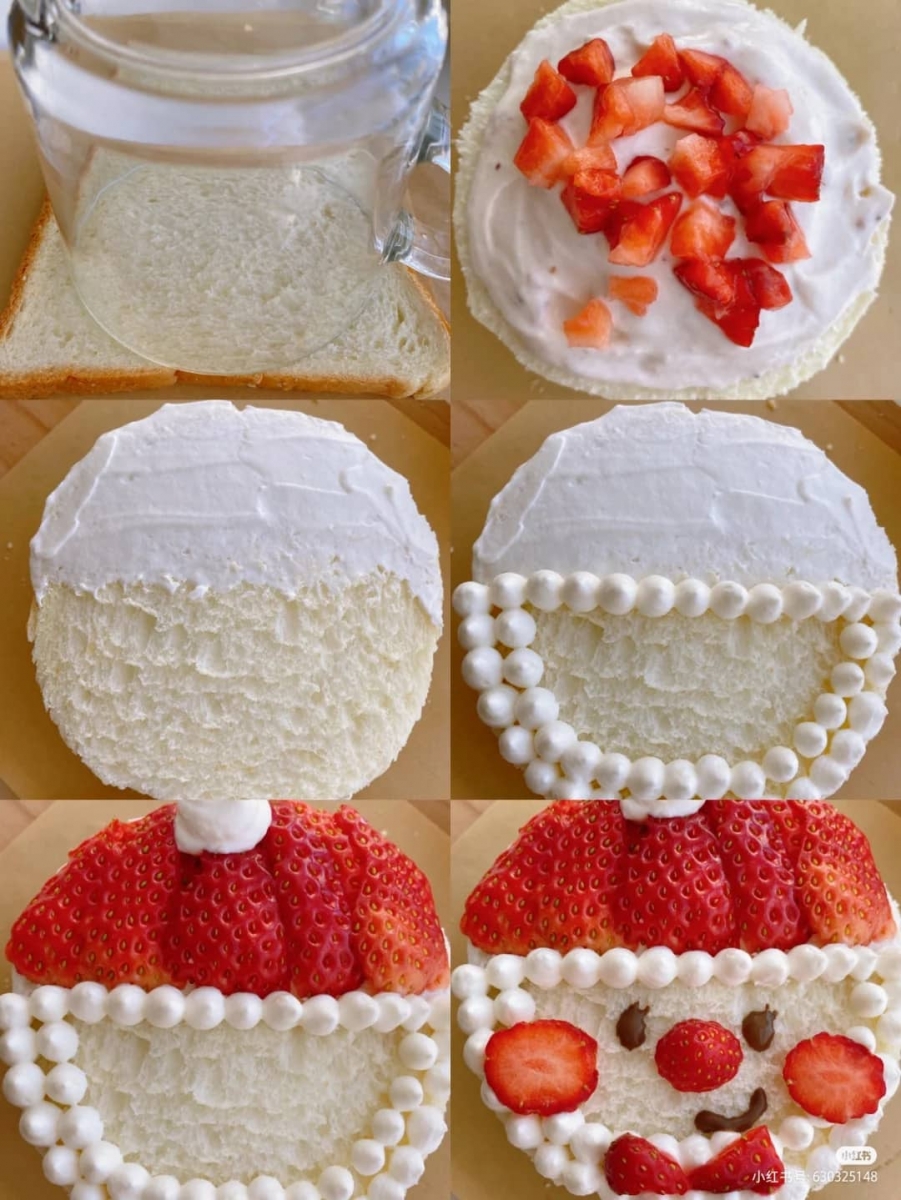 1、圣诞草莓吐司蛋糕