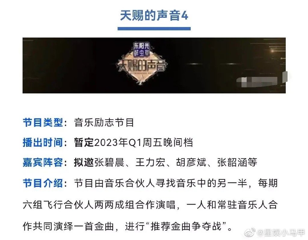 《天赐的声音》名单