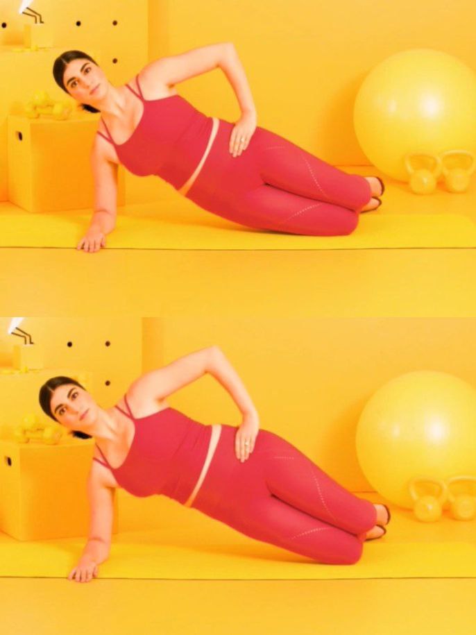 普拉提入门动作四:跪姿侧平板式