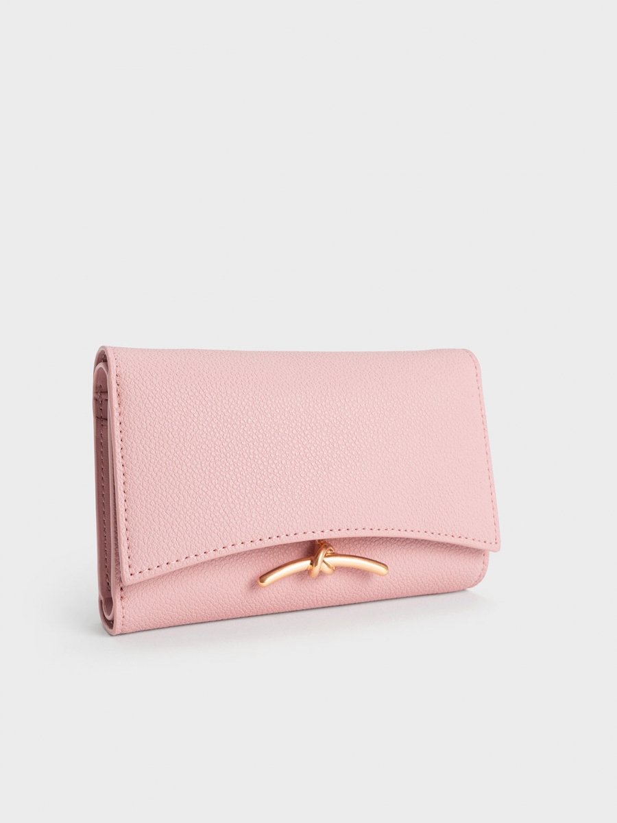 2、Huxley Metallic Accent Front Flap Wallet - Light Pink