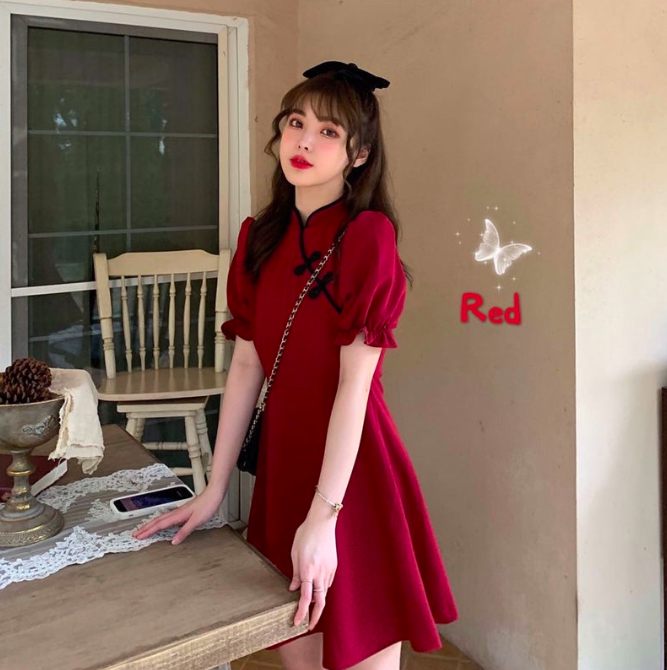 5、复古风改良版旗袍连衣裙