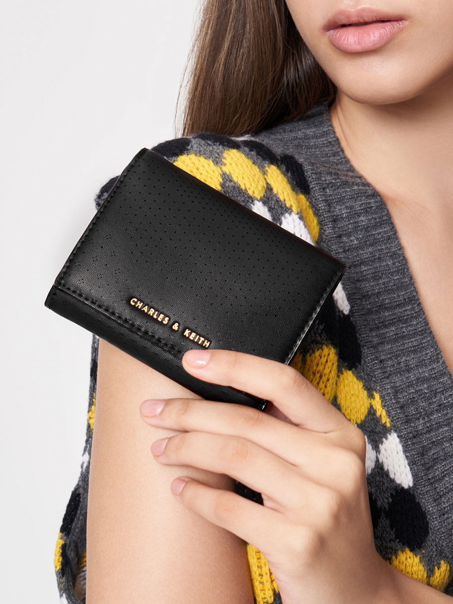2、Lorain Perforated Wallet - Black