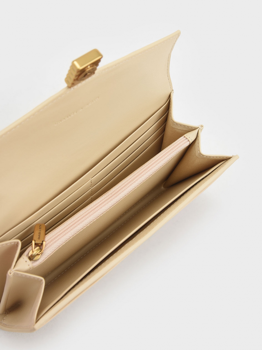4、Nova Metallic-Accent Long Wallet - Beige