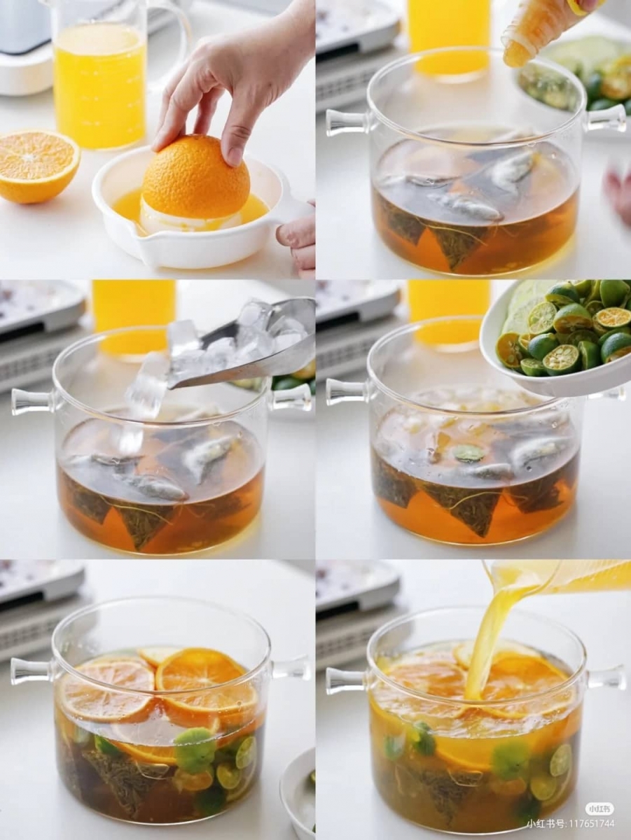 6、鲜橙柠檬蜂蜜绿茶