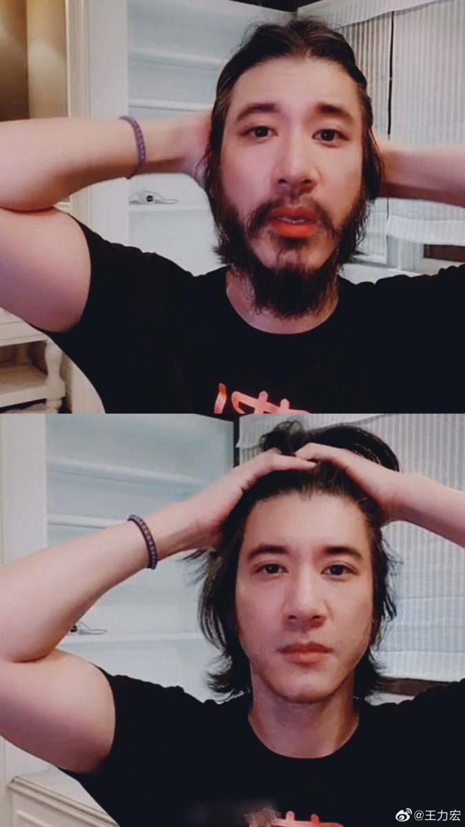 「大变样」留了一头长长的卷发