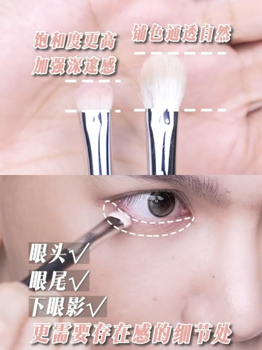 短毛刷子适合用来加深,强化深邃感
