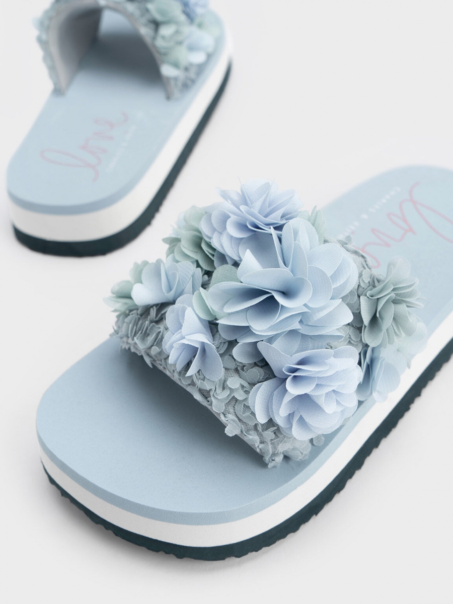 Floral Mesh Flatform Sandals