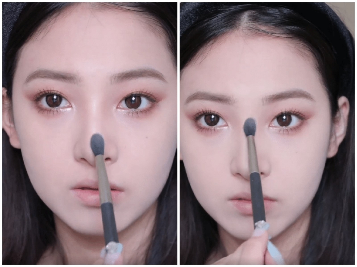 Step 6:哑光高光提亮鼻梁