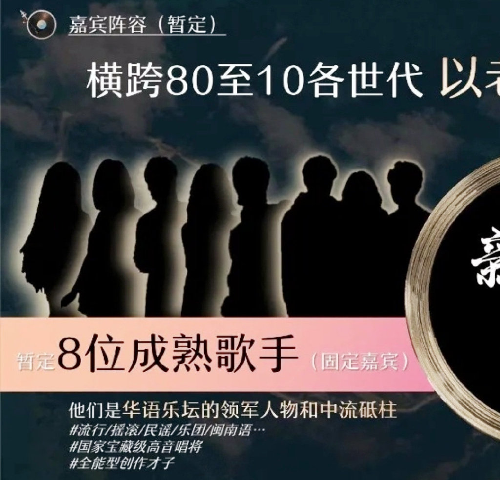 可以看到C位也就是右手第四位的剪影很明显是华晨宇。