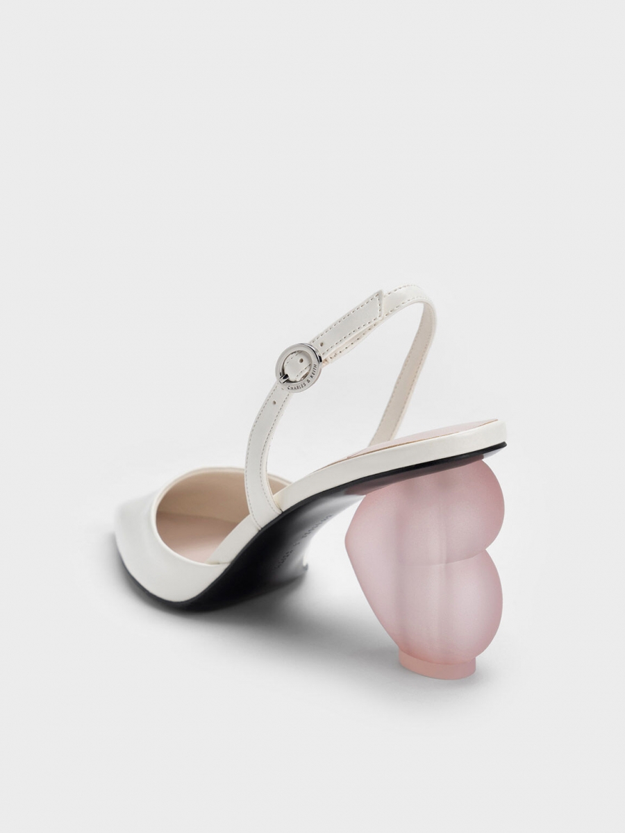 Heart Heel Slingback Pumps