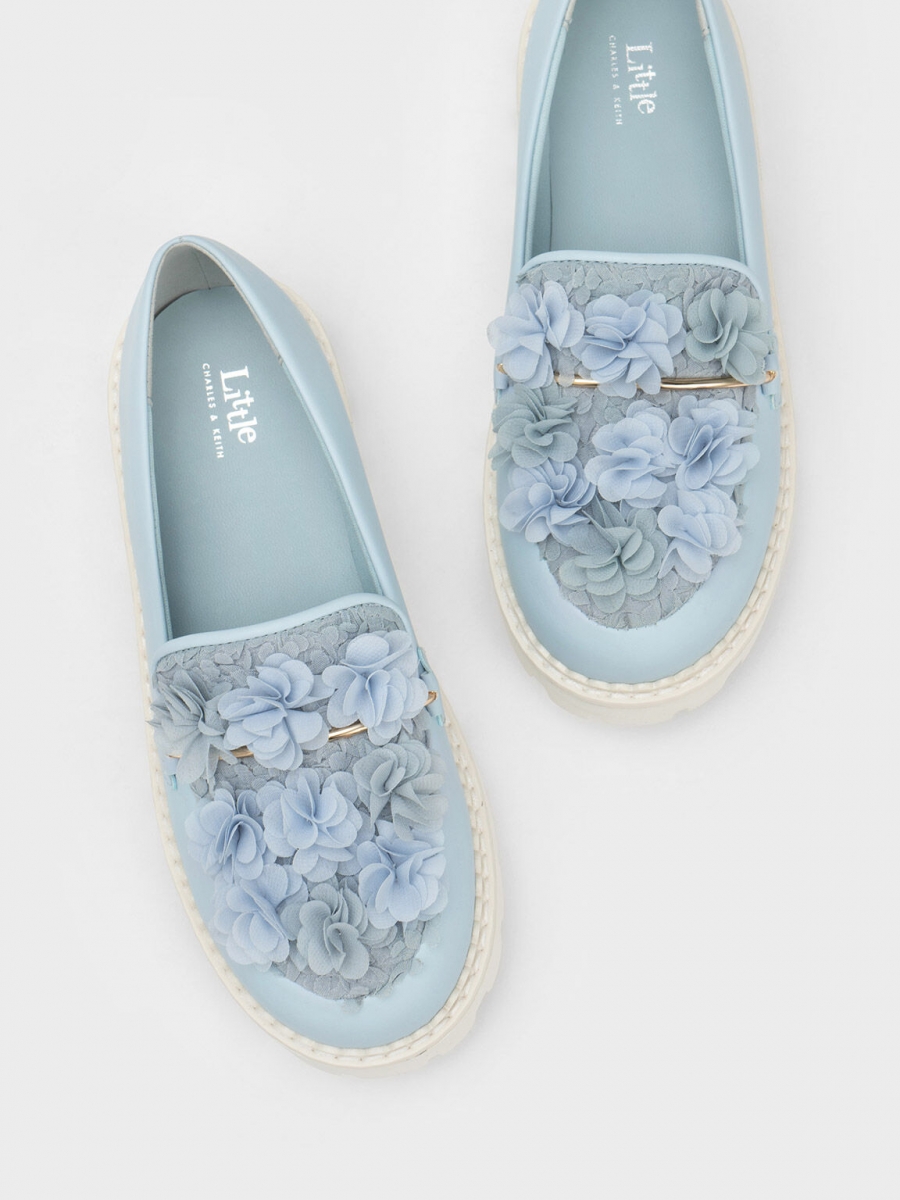 Girls' Floral Mesh Loafers