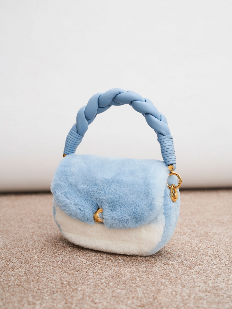 Moira Braided Handle Furry Bag