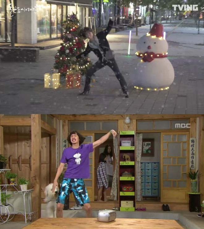 制作单位还特意放出李善彬大跳男友李光洙在剧集《穿透屋顶的High Kick》内的经典蚊子舞动作