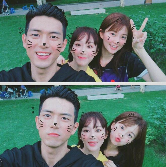 杨紫、乔欣和李现的合照