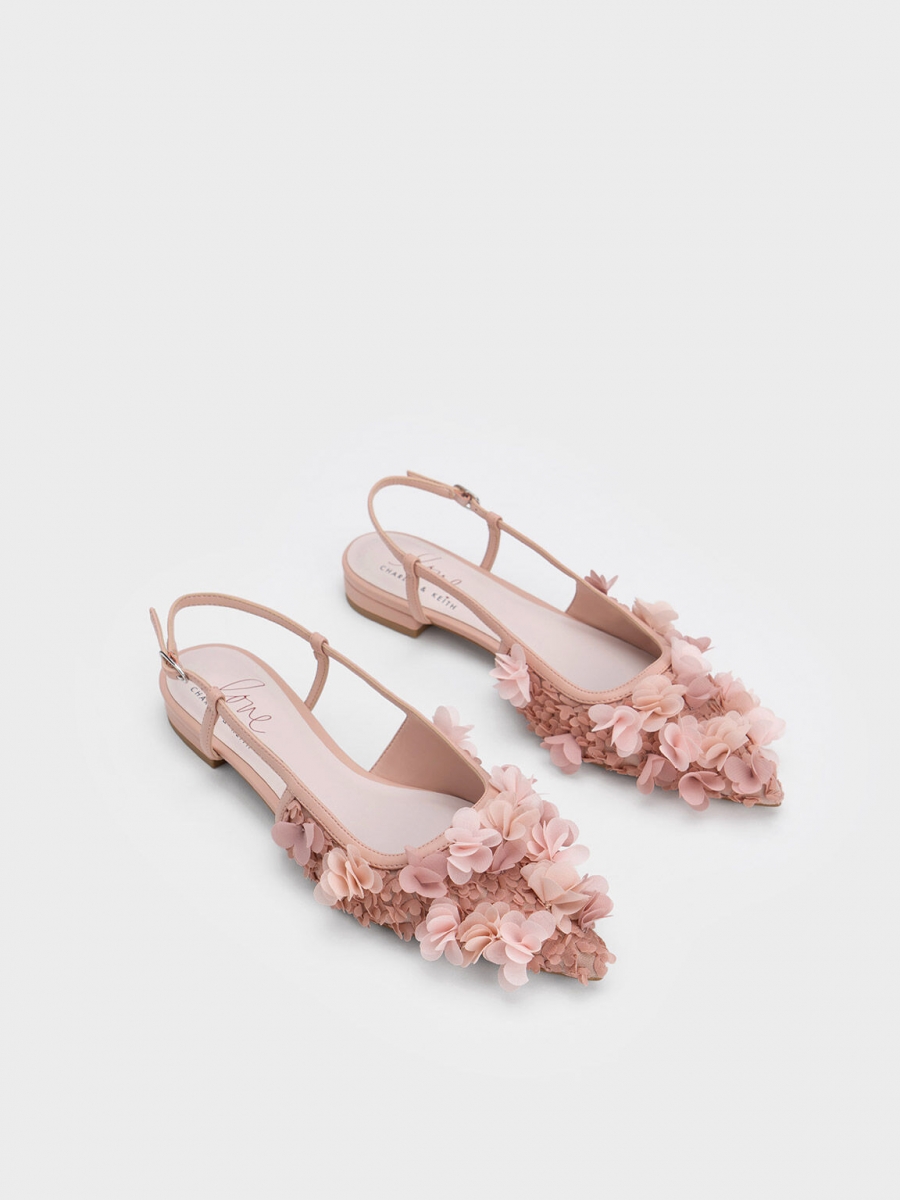 Floral Mesh Slingback Flats