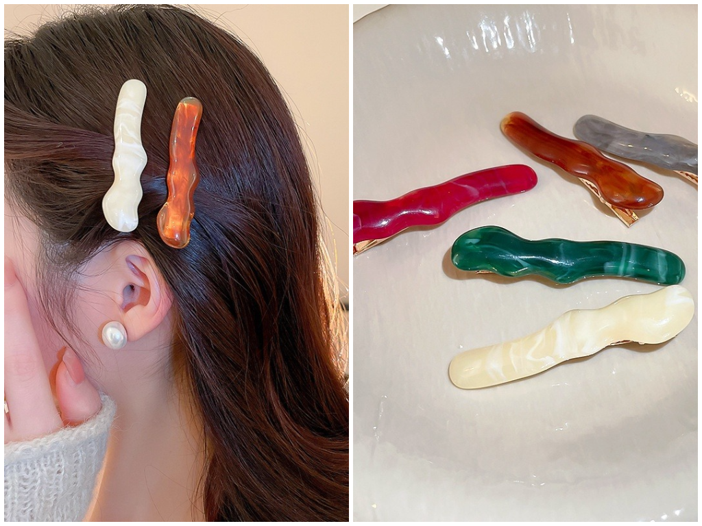 5、复古波浪形酸醋一字夹