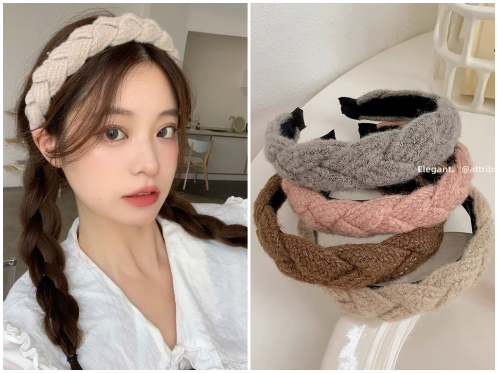 2、秋冬氛围感编织款发箍