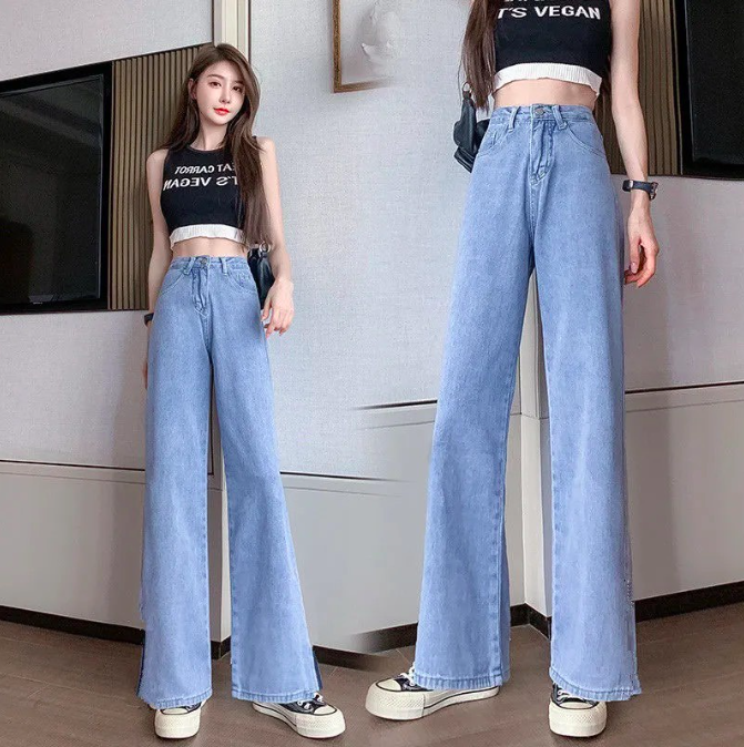 2、牛仔阔腿裤