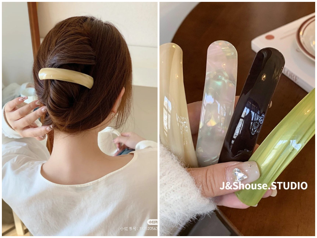 6、简约质感酸醋弹片一字夹