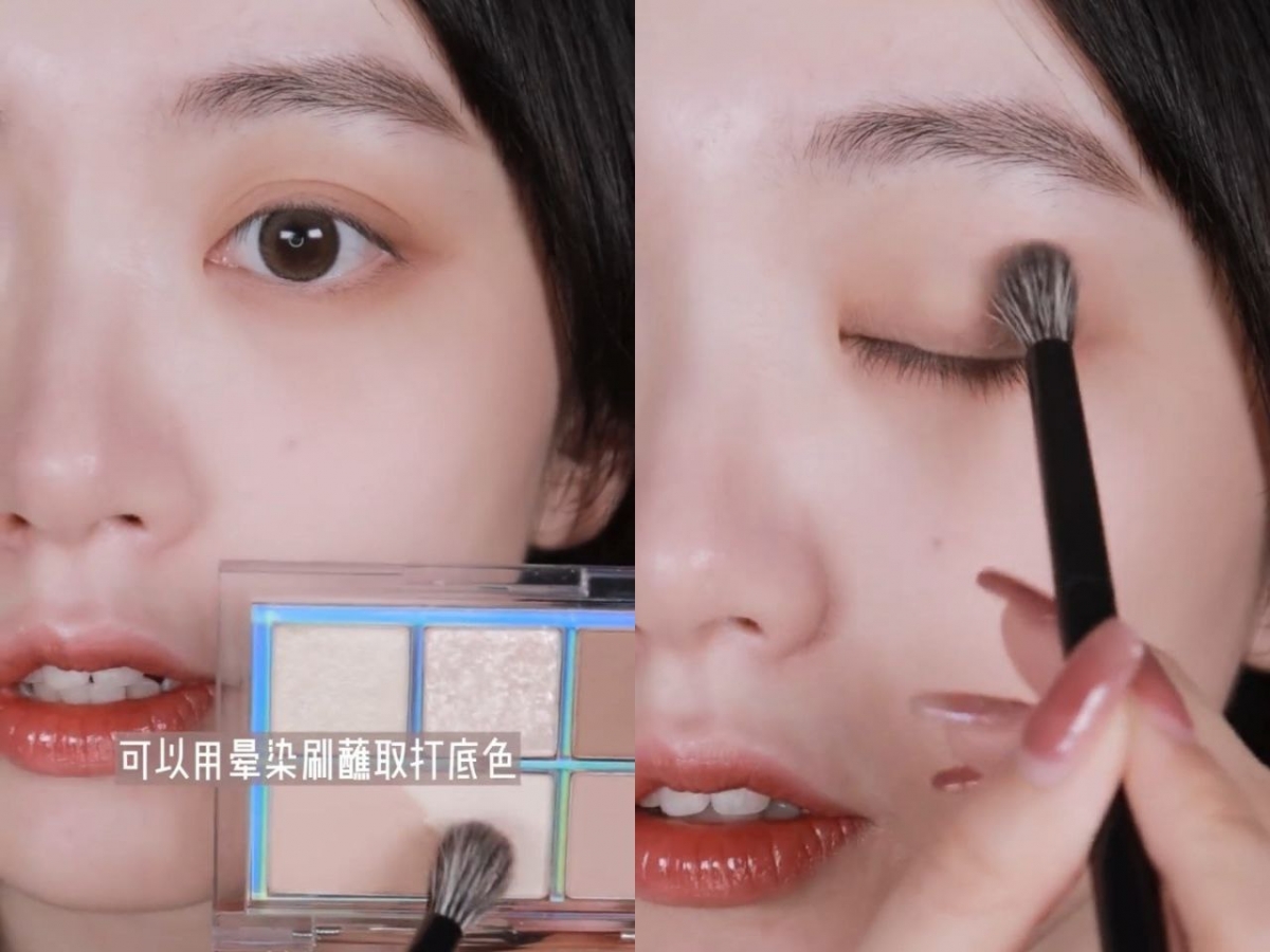 拿出晕染刷,沾取打底色,把显脏的范围晕染干净就可以