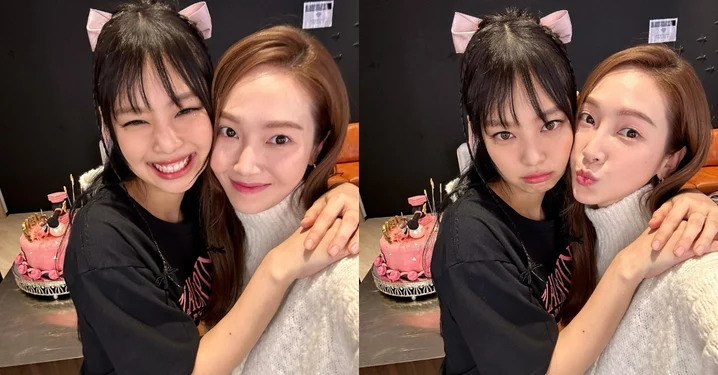 晒出她和Jennie在香港合体庆生的后台美照