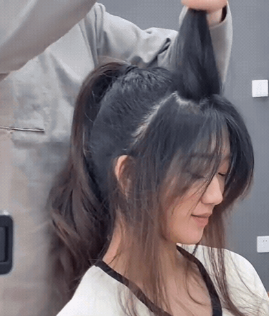 Step 2、遮头顶、增高马尾