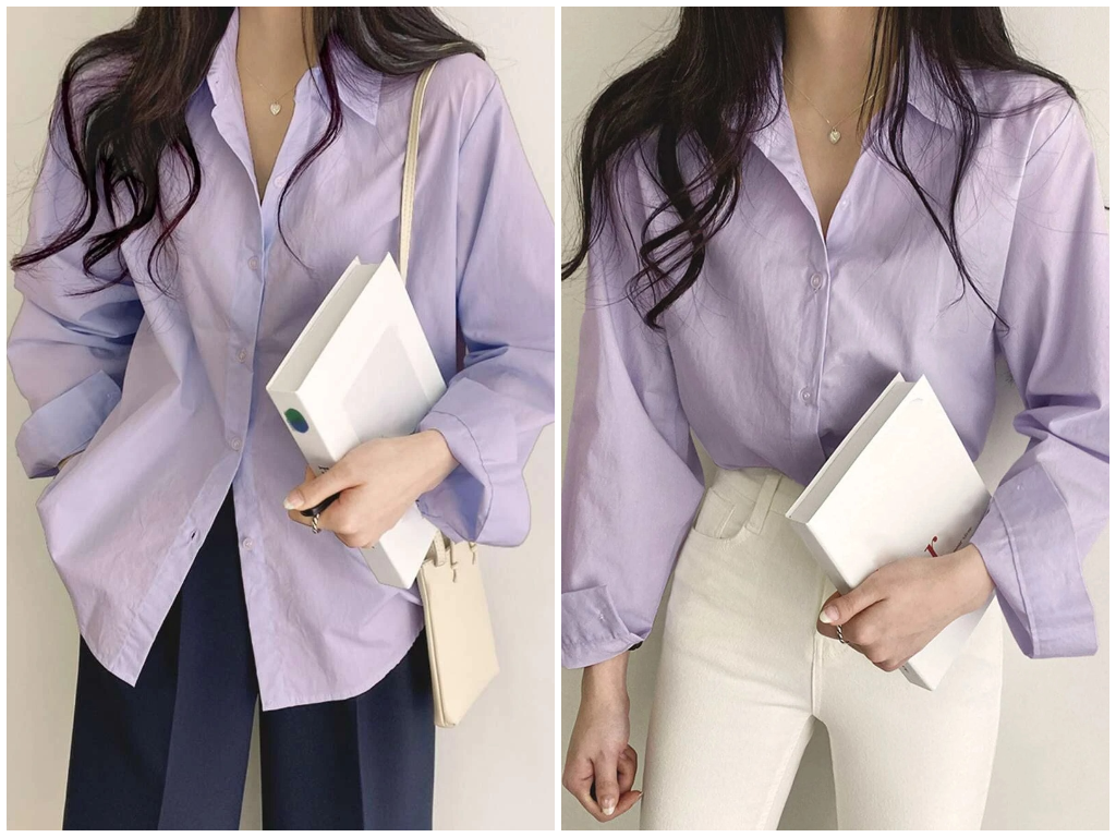 6、DAZY Solid Button Front Shirt