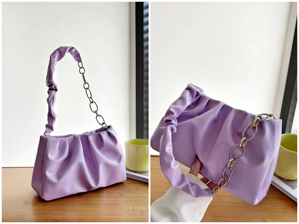 5、Chain Decor Ruched Bag