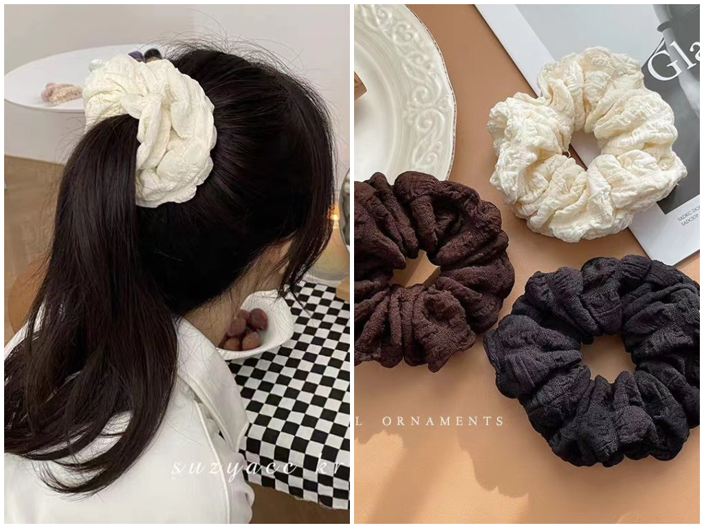 7、简约纯色韩系大肠发圈