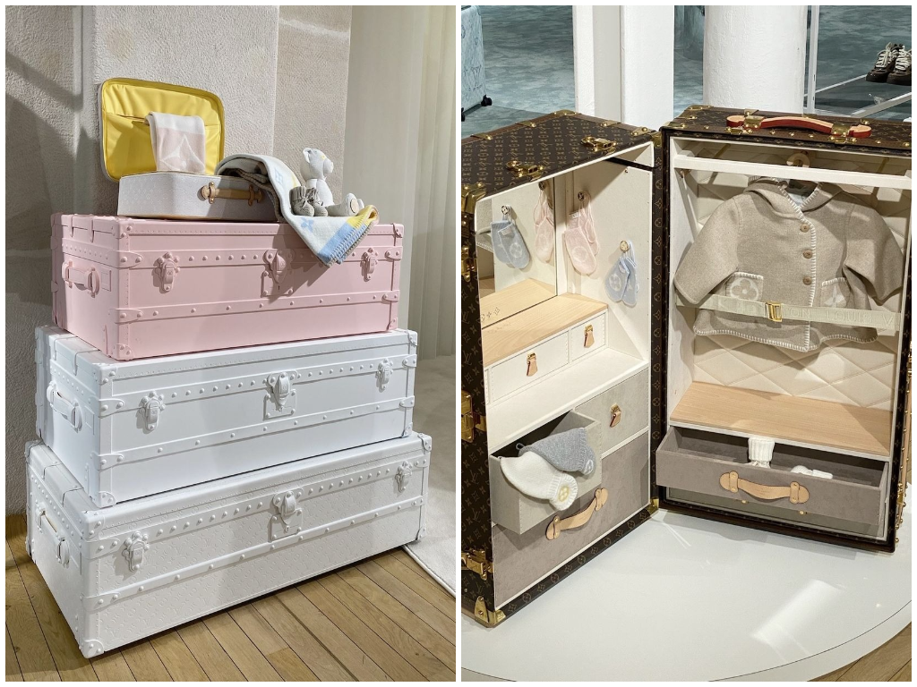 外表上看似 LV 经典款的手提箱,打开后却是一个「迷你衣柜」