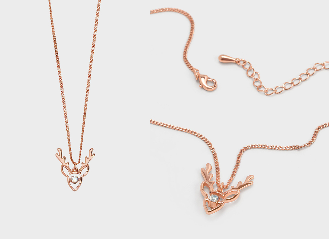 3、Deer Necklace - Rose Gold