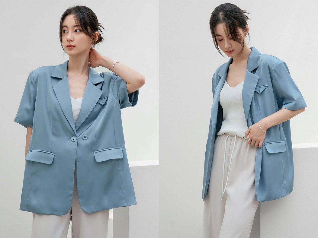 4、Dazy-Less Button Back Lapel Neck Blazer