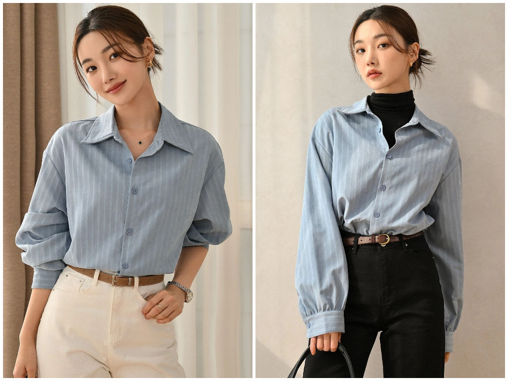 5、DAZY Striped Drop Shoulder Shirt