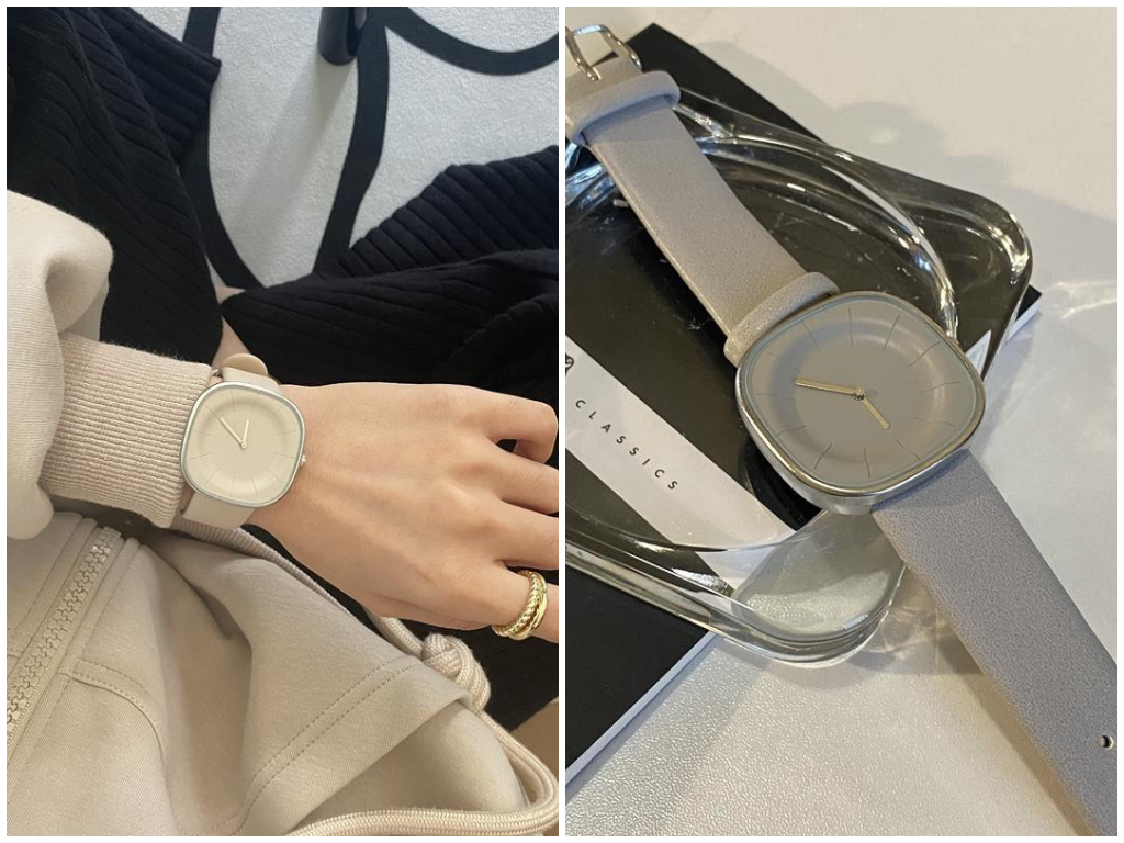 7、极简方形表盘石英石表