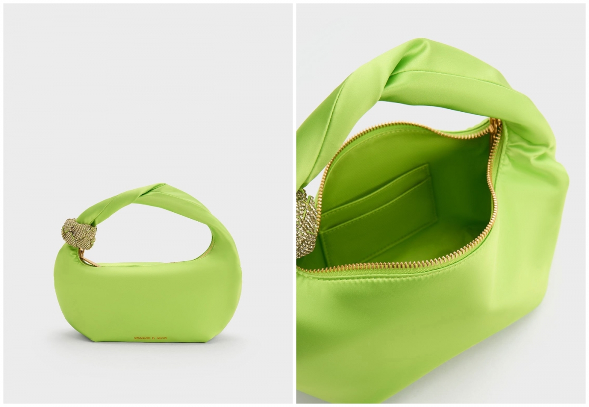 5、Embellished Satin Shoulder Bag