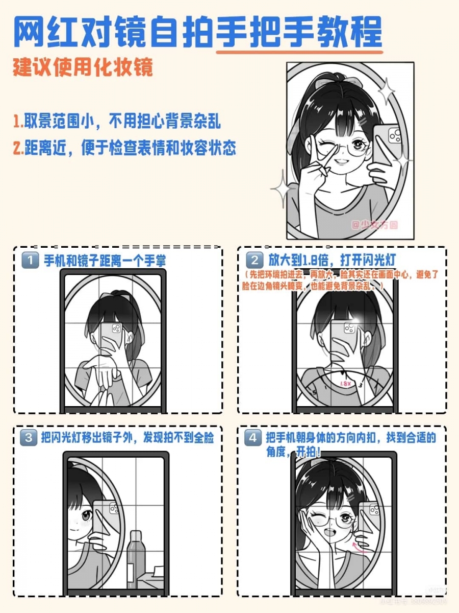 2、「化妆镜」自拍指南