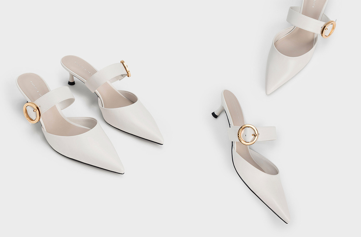 6、Buckled Strap Spool Heel Mules