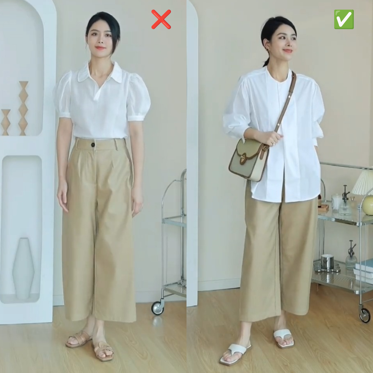 范例 ③:大量感长裤的上衣选择