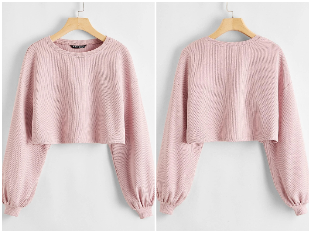 2、EZwear Solid Drop Shoulder Crop Top