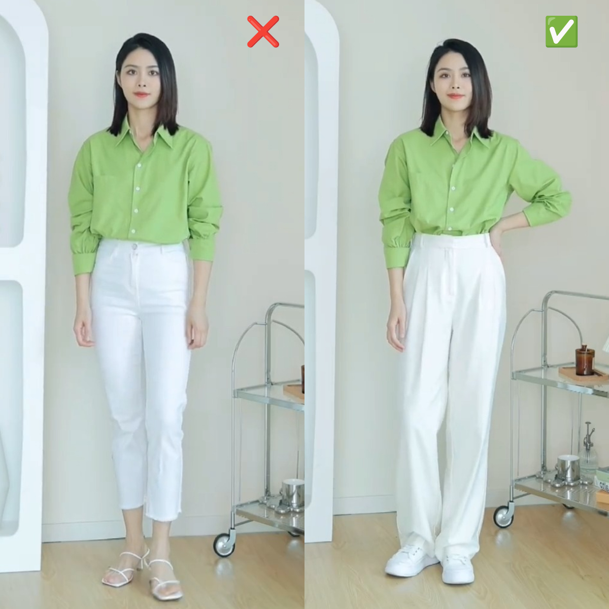 范例 ④:混量感上衣的裤子选择