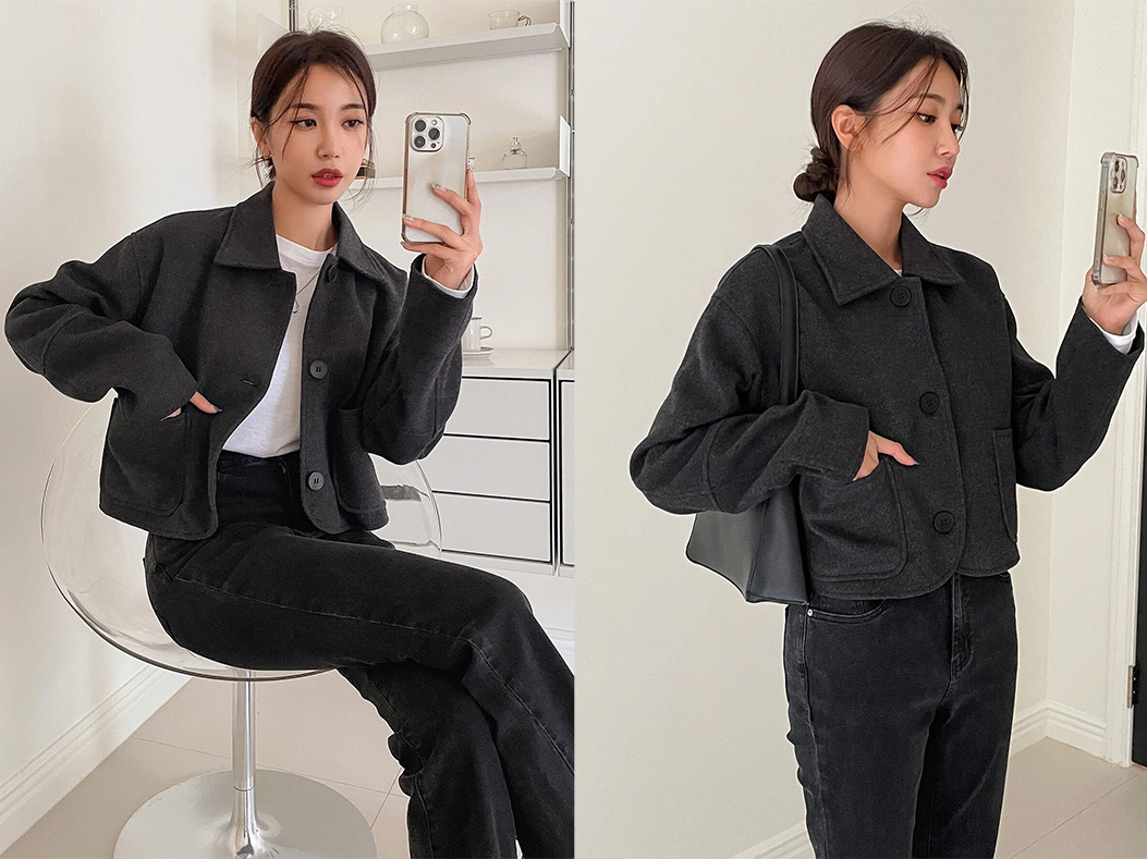 3、DAZY Dual Pocket Drop Shoulder Overcoat