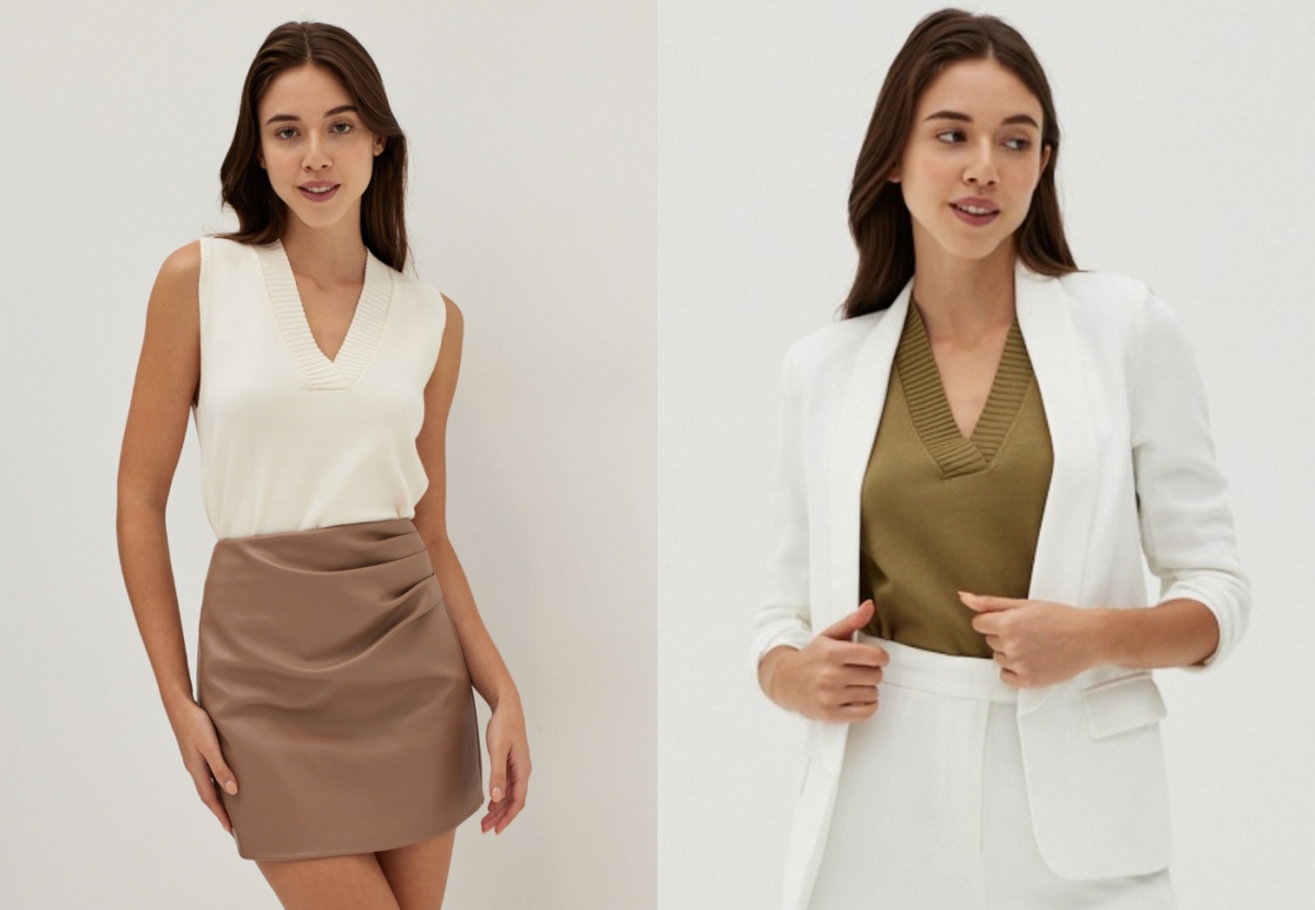 2、Ellena V-neck Knit Top