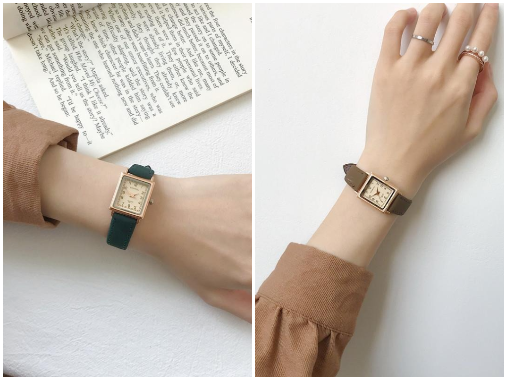 3、高级感复古小方块石英石表