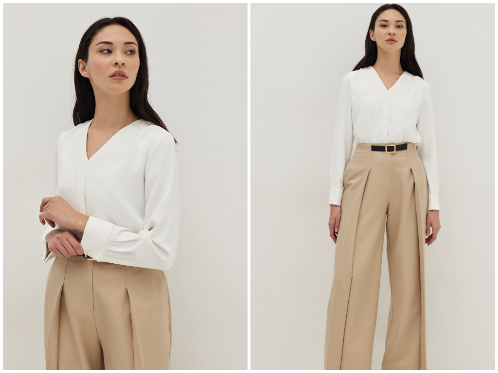 2、Joan Cross Front Crepe Blouse