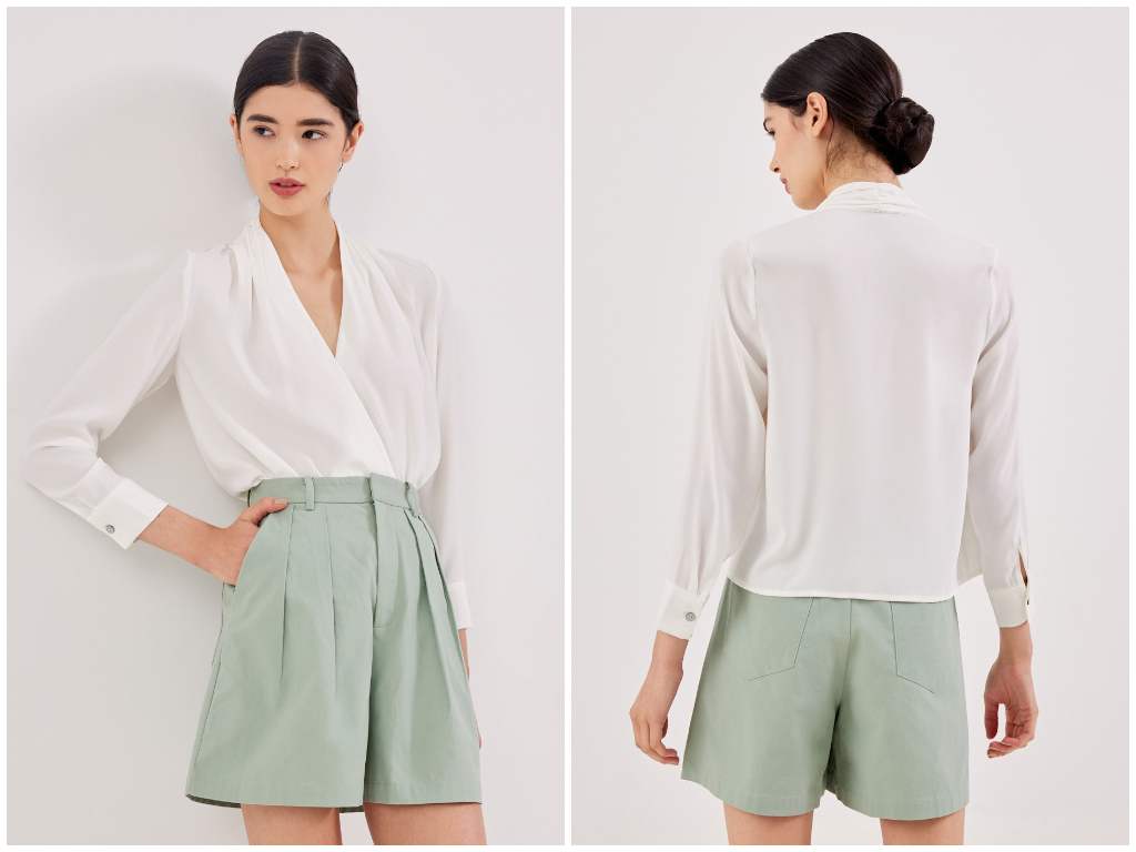 1、Ada Satin Wrap Blouse