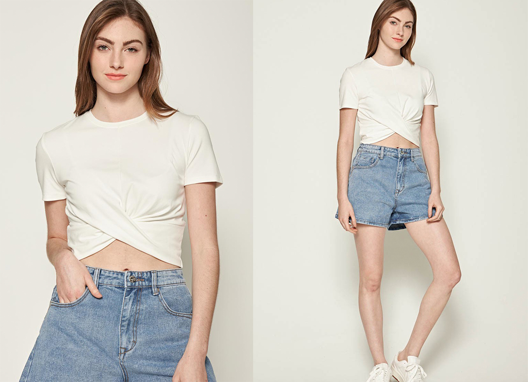 Seed Casual Basic Short Sleeve Knit Ladies Top