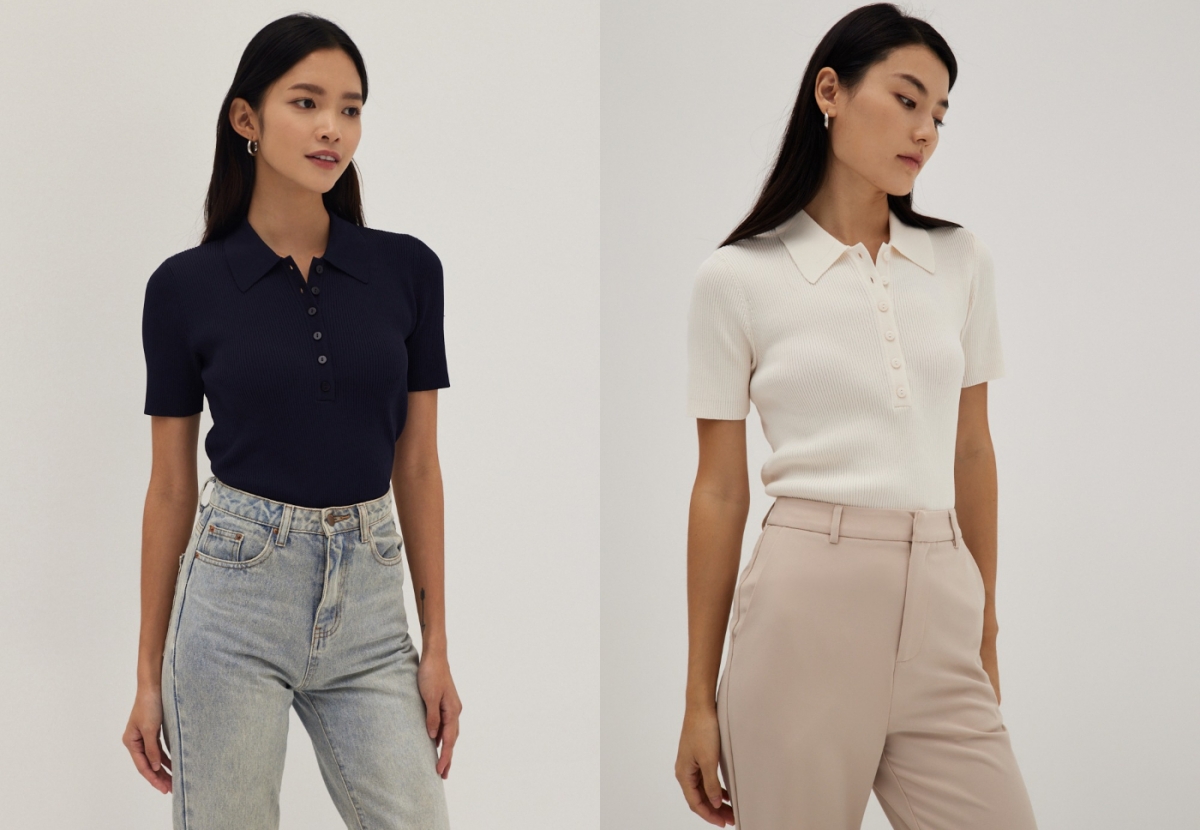 5、Maevis Collar Knit Top