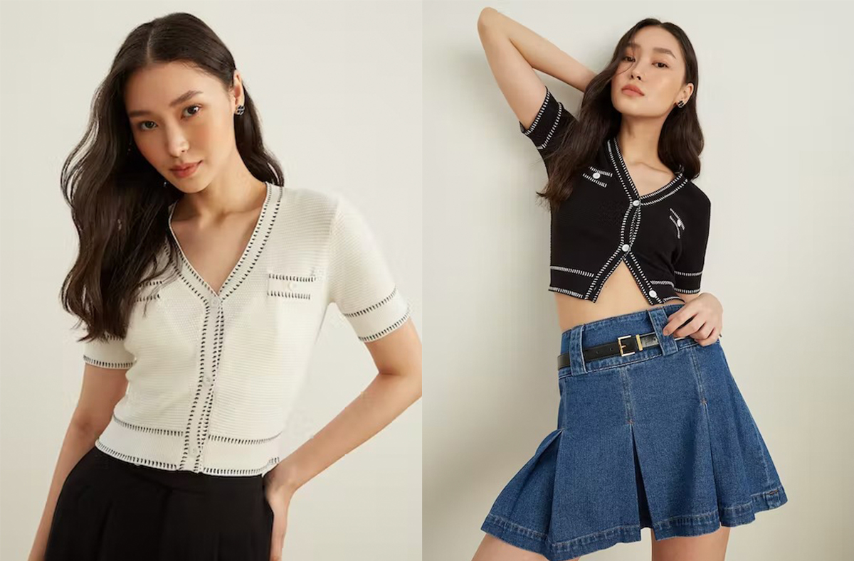 1、Knit Short Sleeve Cropped Cardigan